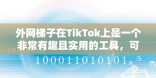 外网梯子在TikTok上是一个非常有趣且实用的工具，可以用来展示家庭网络、路由器使用、数据传输等场景。以下是一些关于外网梯子在TikTok上的使用技巧和创意